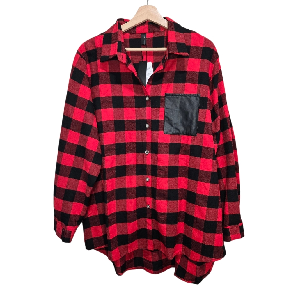 Zanzea Womens Buffalo Plaid Button-Up Shirt
